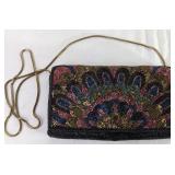 Beaded Evening Bag with Peacock Motif