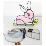 A Trio of Decorative Stained Glass Items