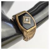 10 KT GF Black Onyx Signet Ring