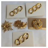 Gold-Tone Costume Jewelry Brooches