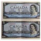 1954 Five Dollar Banknotes