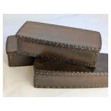 A Trio of Polish Carved Wooden Trinket Boxes