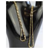 14 Kt Gold Bar & Ball Link Necklace