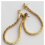 18 KT Gold Drop Hoop Earrings