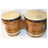 Stave-Constructed Wooden Bongo Drums