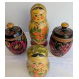 Soviet Russian Hand-Painted Wood Folk Art Items