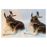 Lomonosov Porcelain Reclining Moose Figurines