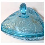 VTG Aquamarine Lidded Trinket Dish