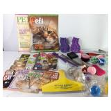 Cat-Themed Periodicals, Grooming Tools, and Toys
