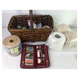 VTG Sewing & Craft Supplies W Basket