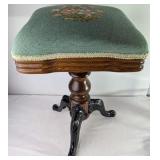 Needlepoint Swivel Piano Stool
