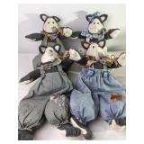 A Group of Four Primitive Style Cat Dolls