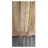 A Pair of Cleft-Wood Three-Tine Hay Forks, 1988