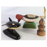 A Trio of Handcrafted Wooden Decorative Items