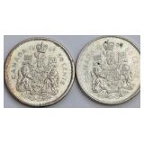 CDN .800 Silver 50-Cent Coins, 1965-1966