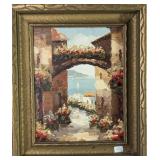 Mediterranean Coastal Scene through Stone Archway