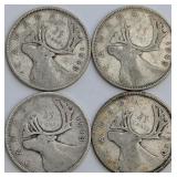 CDN Silver 25-Cent Coins, King George VI, 1940 and