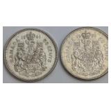 CDN Silver 50-Cent Coins, 1959 and 1961