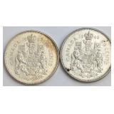 CDN Silver 50 Cent Coins, 1962 and 1963