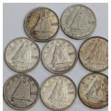 CDN Silver 10-Cent Coins, George VI, 1940-1952