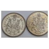 CDN Silver 50 Cent Coins, 1961 and 1963