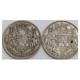 CDN Silver 50 Cents Coins, 1940 and 1950