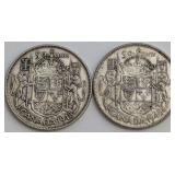 CDN 1945 Silver 50 Cent Coins, George VI