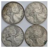 CDN Silver 25-Cent Coins, George VI, 1945-1949