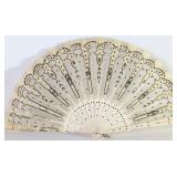 Art Deco Sequined and Embroidered Net Hand Fan
