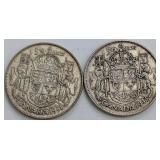 CDN Silver 50-Cent Coins, 1943 and 1951
