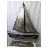 Modernist Industrial Metal Sailboat Sculpture