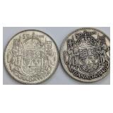CDN Silver 50-Cent Coins, 1940 and 1952