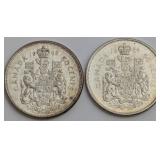 CDN Silver 50-Cent Coins, 1962 and 1964