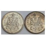 CDN Silver 50 Cents Coins, 1960 and 1963