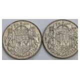 CDN Silver 50-Cent Coins, 1950 and 1952