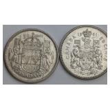 CDN Silver 50 Cent Coins, 1956 and 1961