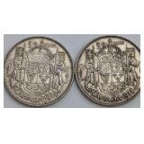 CDN Silver 50 Cents, George VI, 1949 and 1951