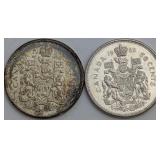 CDN Silver 50-Cent Coins, 1962 and 1964