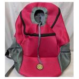 Fuchsia Pink and Grey Synthetic Mesh Pet Carrier B
