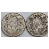 CDN Silver 50 Cent Coins, 1944 and 1952
