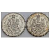 CDN Silver 50-Cent Coins, 1960 and 1962