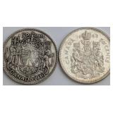 CDN Silver 50-Cent Coins, 1940 and 1963