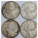 CDN 25 Cent Silver Coins, 1940-1945