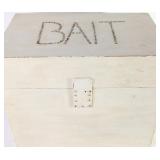 Painted Wooden Fishing Bait Box with Tacked Lid