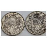 CDN 50-Cent Silver Coins, 1943 and 1945