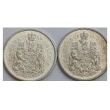 CDN 1966 Silver 50 Cent Coins