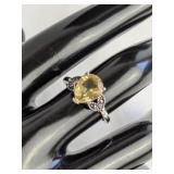 Sterling Silver Yellow Gemstone Ring