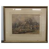 English School 19th Century Thatch Cottage, Waterc