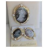 Fifth Ave Mother of Pearl Pin Pendant and Earring