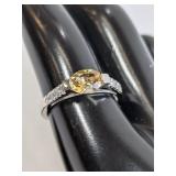 Sterling Citrine Stone Dress Ring